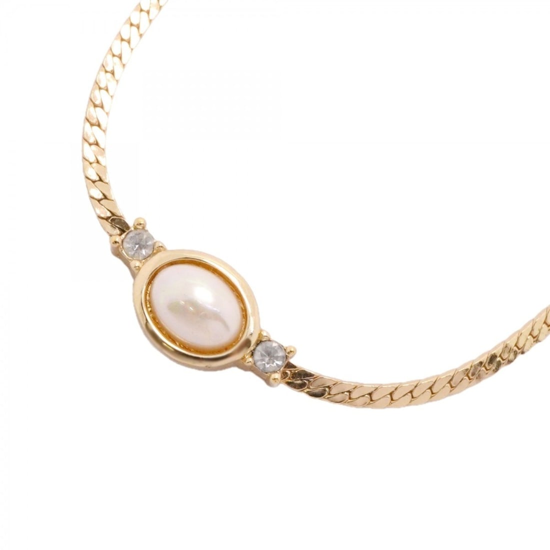 Christian Dior Necklace, GP Plated, Faux Pearl, Rhinestone, Gold, Women's: --- Catalog ---Category: SizePendant Size: 8.5mm x 17mm / 0.33'' x 0.66''Neck Circumference: 39.5 cm - 45 cm / 15.55'' - 17.71''Category: DesignColor: GoldGender: WomenMaterial: Gold plating, Rhinesto