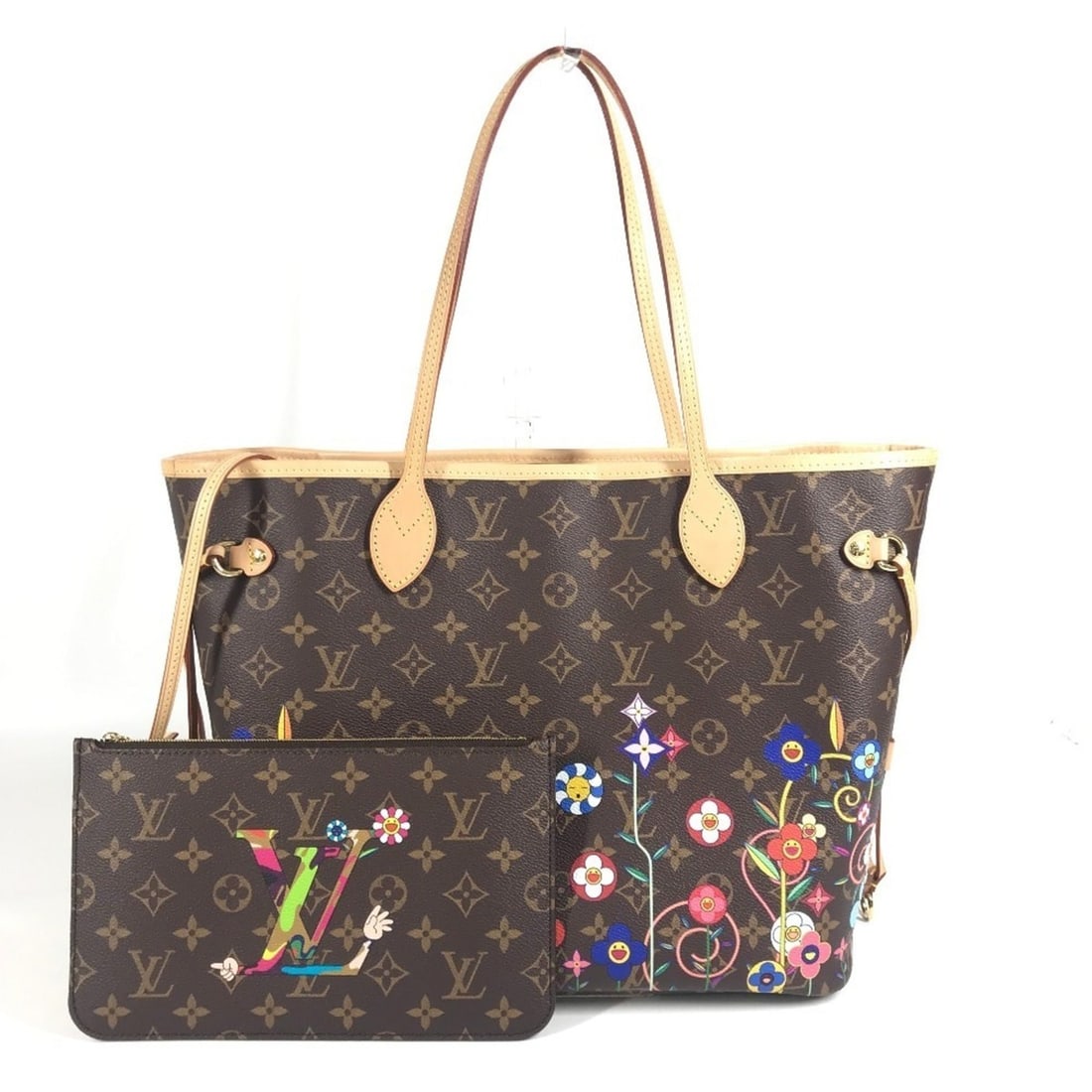 LOUIS VUITTON M13271 LV x TM Takashi Murakami Superflat Neverfull MM Bag Tote Shoulder Handbag with (1 of 17)