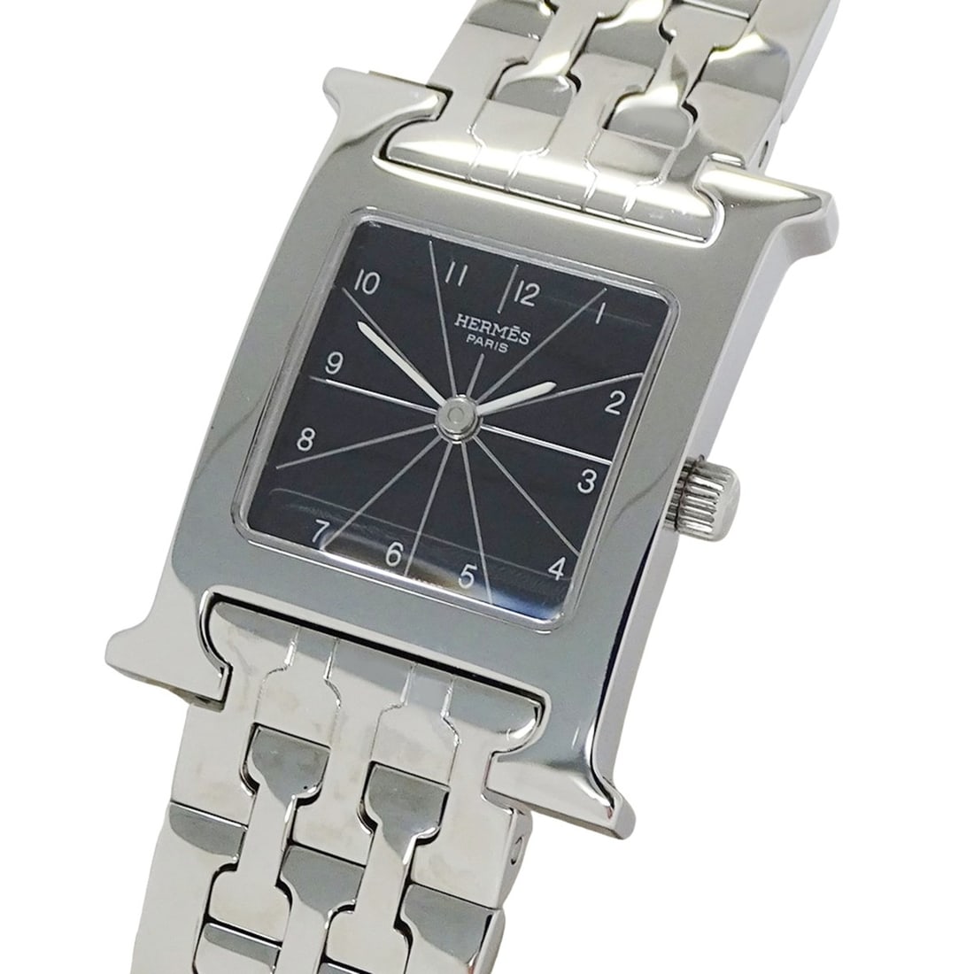 Hermes HERMES Women's Watch Brand H-Watch Quartz QZ Stainless Steel SS HH1.210 Silver Black OH: --- Catalog ---Category: SizeWrist Size: 17.5cm / 6.88''Case Diameter: 21mm / 0.83''Category: DesignType: WristwatchGender: WomenColor (Dial): BlackMaterial (Band): Stainless steelMaterial (Case): Sta