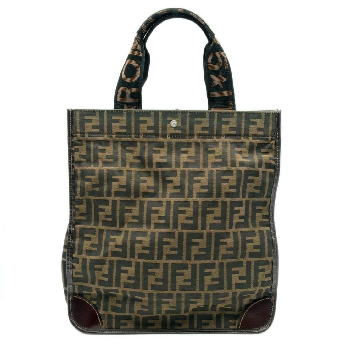 Fendi tote bag, Zucchino canvas and leather, brown/dark brown, 2119 26554 008: --- Catalog ---Category: SizeSize (HxWxD): 33cm x 30cm x 10cm / 12.99'' x 11.81'' x 3.93''Category: DesignType: Tote bagColor: Black, Brown, Dark brownGender: WomenMaterial: Zucchino , Canvas , Leathe