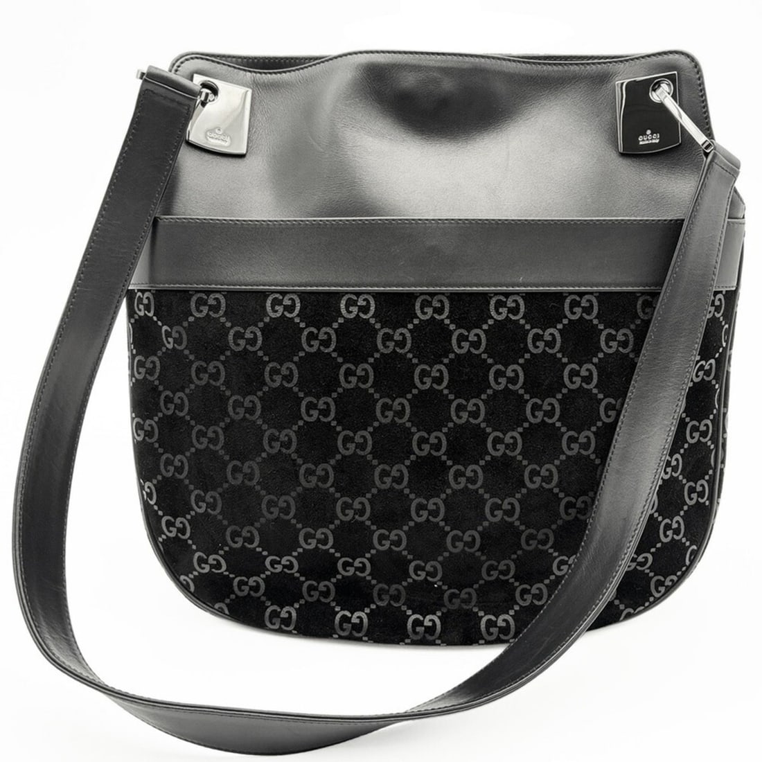 Gucci GUCCI Shoulder Bag GG Pattern 001.3307 Suede Leather Black (1 of 19)