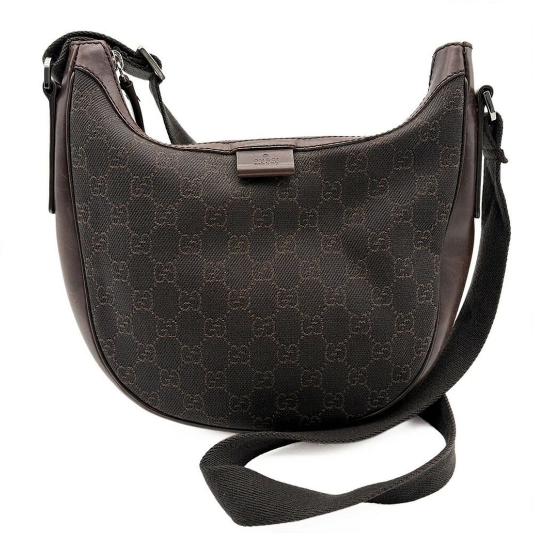 Gucci shoulder bag/hobo bag, GG canvas, 101682, canvas and leather, brown, half-moon design.: --- Catalog ---Category: SizeSize (HxWxD): 20cm x 25cm x 7cm / 7.87'' x 9.84'' x 2.75''Category: DesignType: Shoulder bagColor: BrownGender: WomenMaterial: Canvas , Leather Category: GeneralLine: GG C