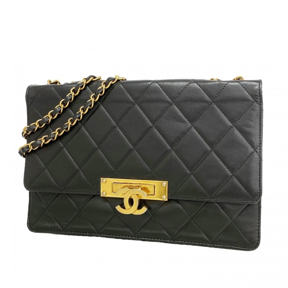 Chanel Matelassé Lambskin Shoulder Bag, Black, Women's: --- Catalog ---Category: SizeSize (HxWxD): 19cm x 28cm x 7cm / 7.48'' x 11.02'' x 2.75''Category: DesignType: Shoulder bagColor: BlackGender: WomenMaterial: Leather Hardware Color: GoldLeather/Fur Typ