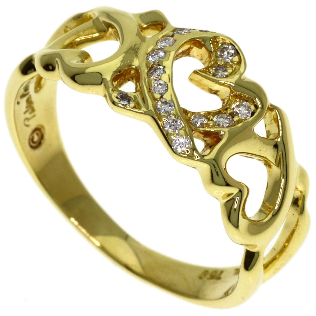 Tiffany & Co. Triple Loving Heart Diamond Ring, 18K Yellow Gold, Women's.: --- Catalog ---Category: SizeJP Size: 12.5US Size: 6.5Category: DesignType: Band ringColor: Yellow goldStone: DiamondGender: WomenMaterial: Yellow gold (18K)Category: GeneralBrand: Tiffany--- Item Lis