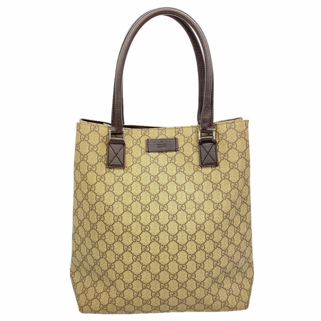 Gucci GG Supreme Tote Bag 121220 Brown Women's: --- Catalog ---Category: SizeSize (HxWxD): 34cm x 29.5cm x 13.5cm / 13.38'' x 11.61'' x 5.31''Category: DesignType: Tote bagColor: BrownGender: WomenMaterial: PVC Hardware Color: SilverCategory: Gener