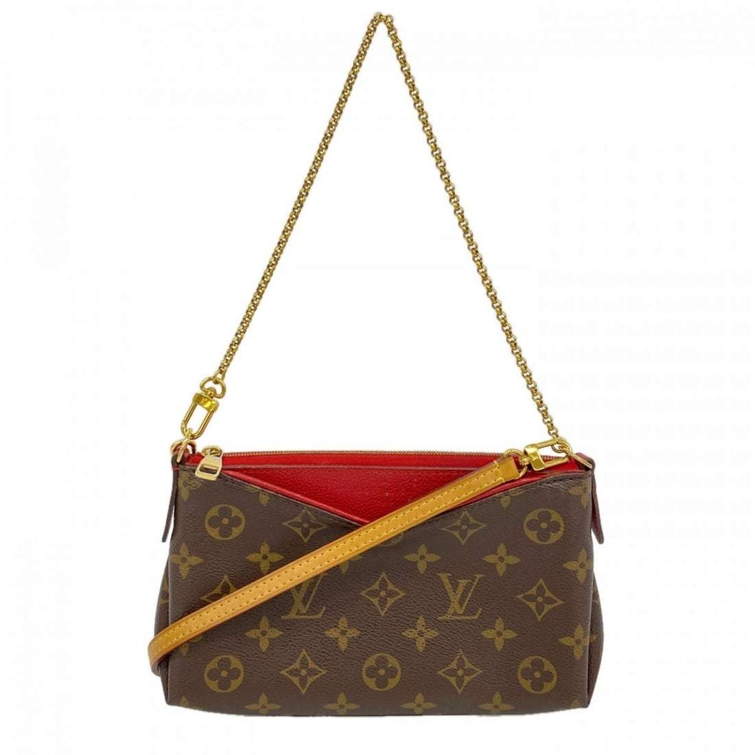 Louis Vuitton Monogram Pallas Clutch Handbag M41638 Brown Cerise 2-way bag for women: --- Catalog ---Category: SizeSize (HxWxD): 12.5cm x 21cm x 5cm / 4.92'' x 8.26'' x 1.96''Category: DesignType: HandbagColor: Brown, CeriseGender: WomenCategory: GeneralMPN: M41638Brand: Louis Vuitton-