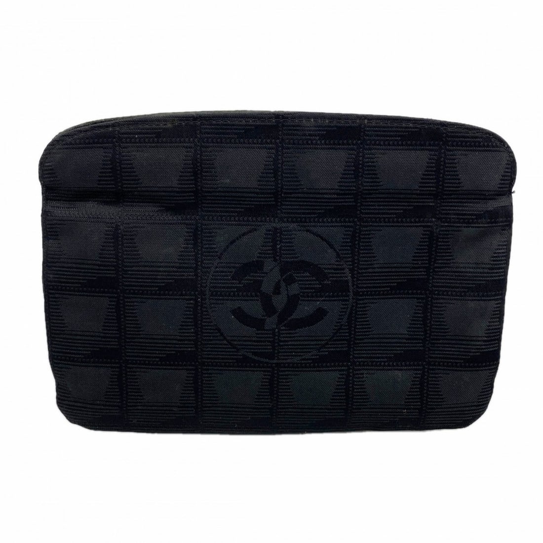 Chanel New Travel Nylon Bag/Pouch, Black, Women's: --- Catalog ---Category: SizeSize (HxWxD): 13cm x 18cm x 5.00mm / 5.11'' x 7.08'' x 0.19''Category: DesignType: PouchColor: BlackGender: WomenMaterial: Nylon Category: GeneralBrand: Chanel--- Item Lis