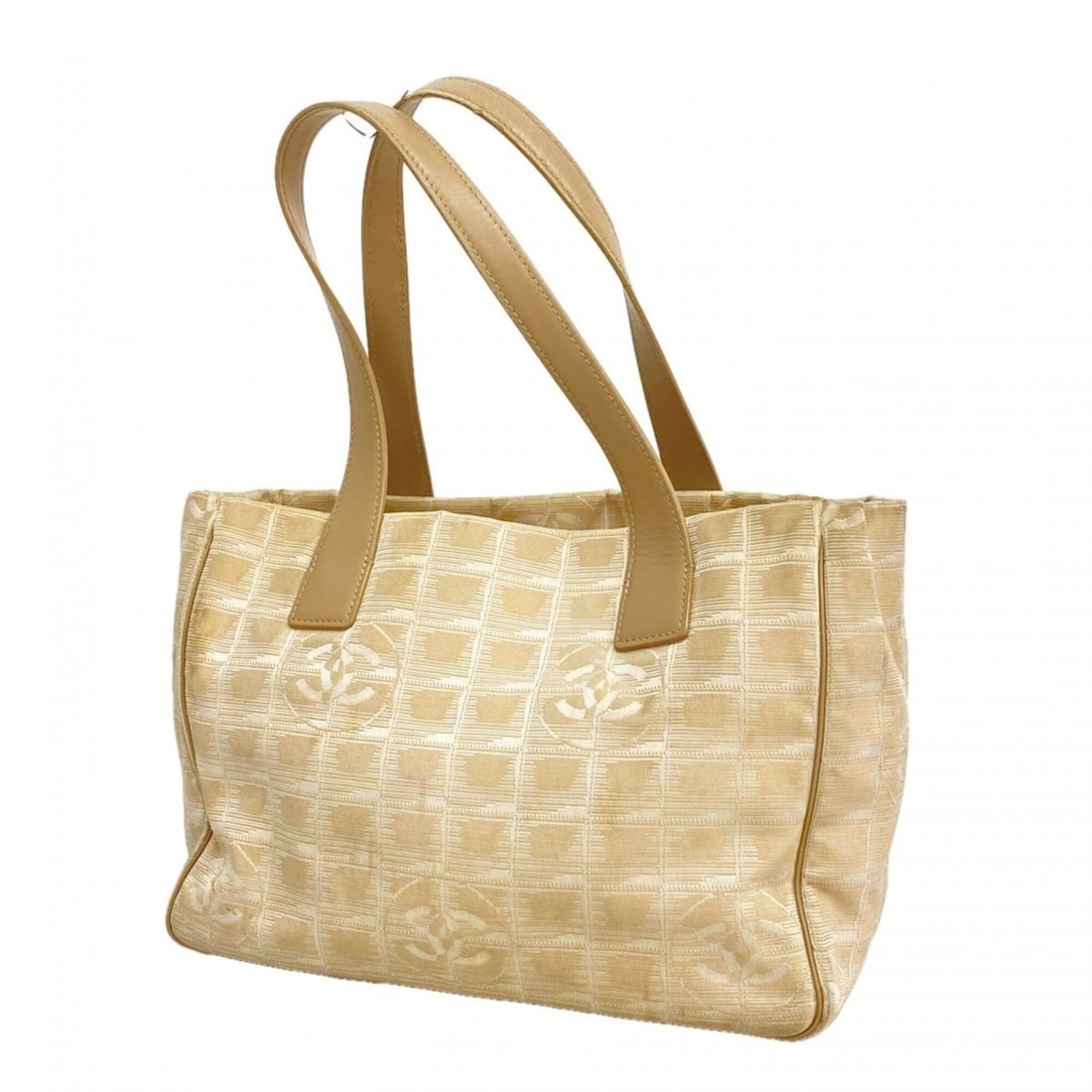 Chanel New Travel Nylon Tote Bag, Beige Champagne, Women's: --- Catalog ---Category: SizeSize (HxWxD): 22cm x 29.5cm x 12cm / 8.66'' x 11.61'' x 4.72''Category: DesignType: Tote bagColor: BeigeGender: WomenMaterial: Nylon Category: GeneralBrand: Chanel--- Item