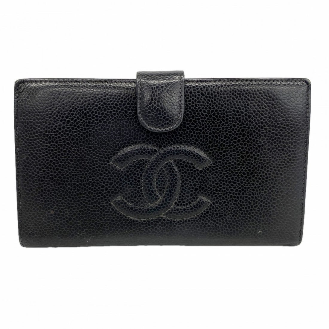 Chanel Long Wallet, Caviar Leather, Black, Women's: --- Catalog ---Category: SizeSize (HxWxD): 10.5cm x 17.5cm x 2cm / 4.13'' x 6.88'' x 0.78''Category: DesignType: Long wallet (bi-fold)Color: BlackGender: WomenMaterial: Grained Calfskin Category: Gene