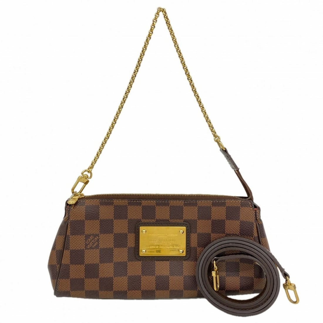 Louis Vuitton Damier Eva N55213 Ebene 2-way handbag for women: --- Catalog ---Category: SizeSize (HxWxD): 13cm x 26.5cm x 4cm / 5.11'' x 10.43'' x 1.57''Category: DesignType: HandbagColor: EbeneGender: WomenCategory: GeneralMPN: N55213Brand: Louis Vuitton--- Item