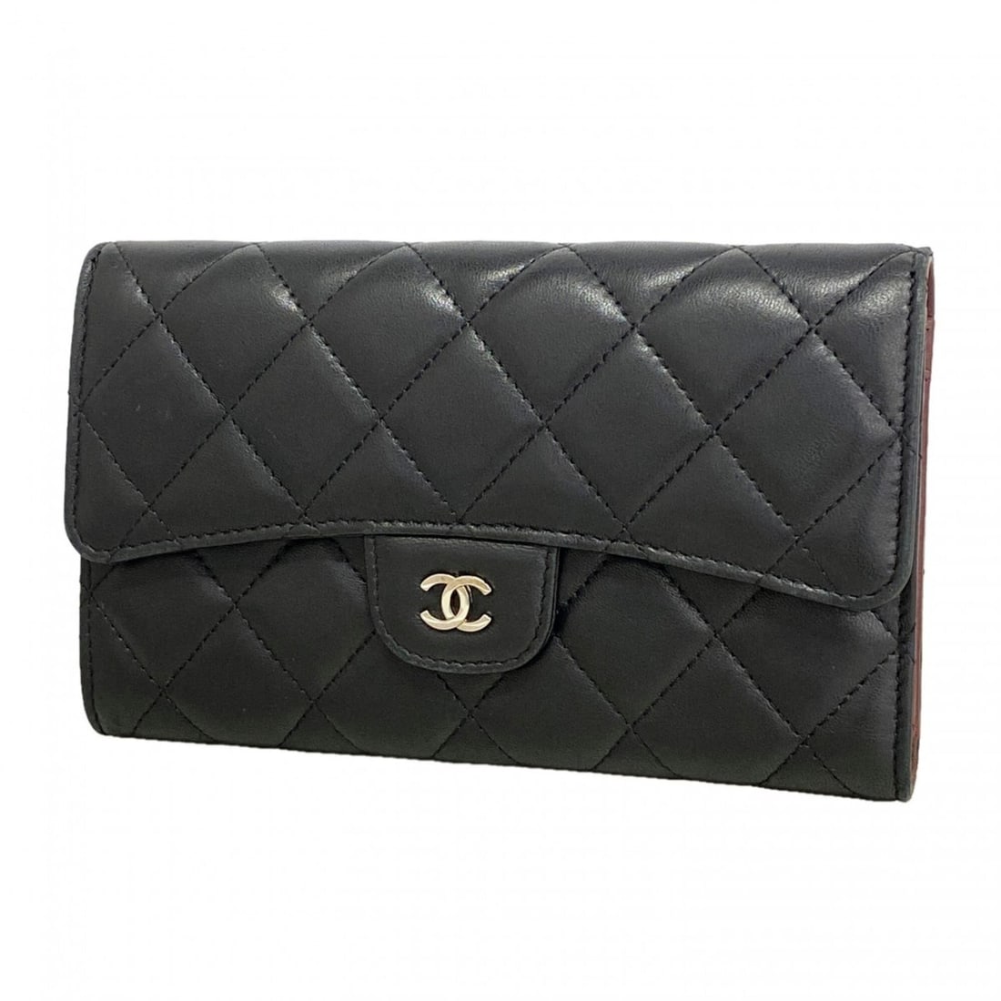 Chanel Tri-fold Long Wallet, Matelassé Lambskin, Black, Women's: --- Catalog ---Category: SizeSize (HxWxD): 11cm x 18cm x 3.5cm / 4.33'' x 7.08'' x 1.37''Category: DesignType: Long wallet (tri-fold)Color: BlackGender: WomenMaterial: Leather Leather/Fur Type: Lambsk