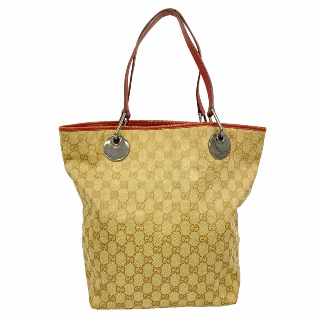 Gucci GG Canvas Tote Bag 120836 Beige Red Women's: --- Catalog ---Category: SizeSize (HxWxD): 32cm x 24cm x 11cm / 12.59'' x 9.44'' x 4.33''Category: DesignType: Tote bagColor: Beige, Red colorGender: WomenMaterial: Canvas Hardware Color: SilverCatego
