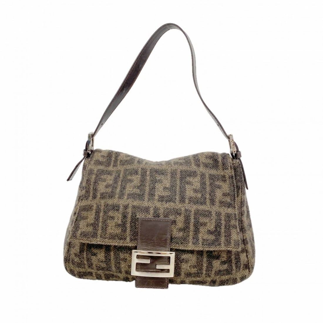 Fendi Zucca Wool Handbag, Brown, Women's (1 of 9)