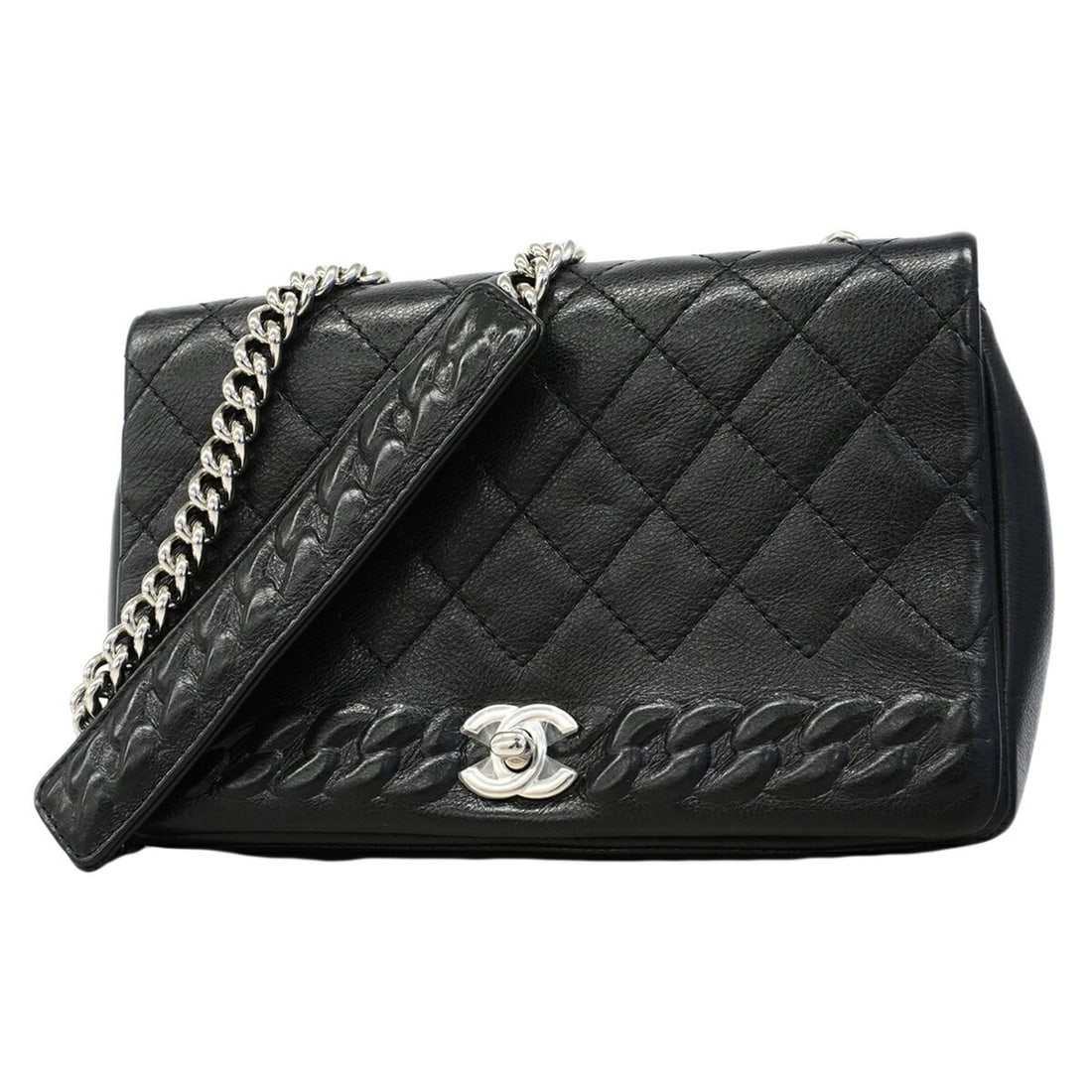 Chanel Matelassé Chain Shoulder Bag, Leather, Black, Women's: --- Catalog ---Category: SizeSize (HxWxD): 14cm x 22.5cm x 6cm / 5.51'' x 8.85'' x 2.36''Category: DesignType: Shoulder bagColor: BlackGender: WomenMaterial: Leather Hardware Color: SilverCategory: Ge
