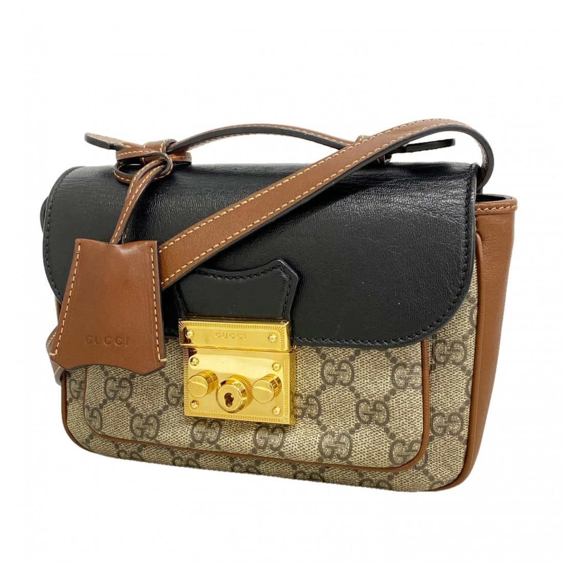 Gucci GG Supreme handbag, 658487, beige, brown, black, 2-way bag for women.: --- Catalog ---Category: SizeSize (HxWxD): 15.5cm x 20.5cm x 5cm / 6.1'' x 8.07'' x 1.96''Category: DesignType: HandbagColor: Beige, Black, BrownGender: WomenMaterial: PVC Hardware Color: GoldCategory