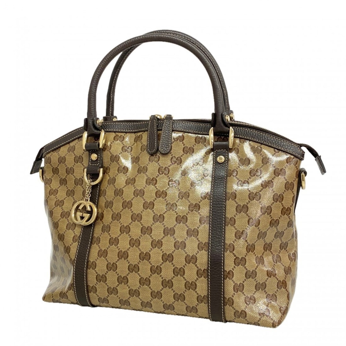 Gucci GG Crystal Handbag 341503, Coated Canvas, Beige/Brown, Women's: --- Catalog ---Category: SizeSize (HxWxD): 28cm x 32.5cm x 15.5cm / 11.02'' x 12.79'' x 6.1''Category: DesignType: HandbagColor: Beige, BrownGender: WomenMaterial: Coated canvas Hardware Color: GoldCa