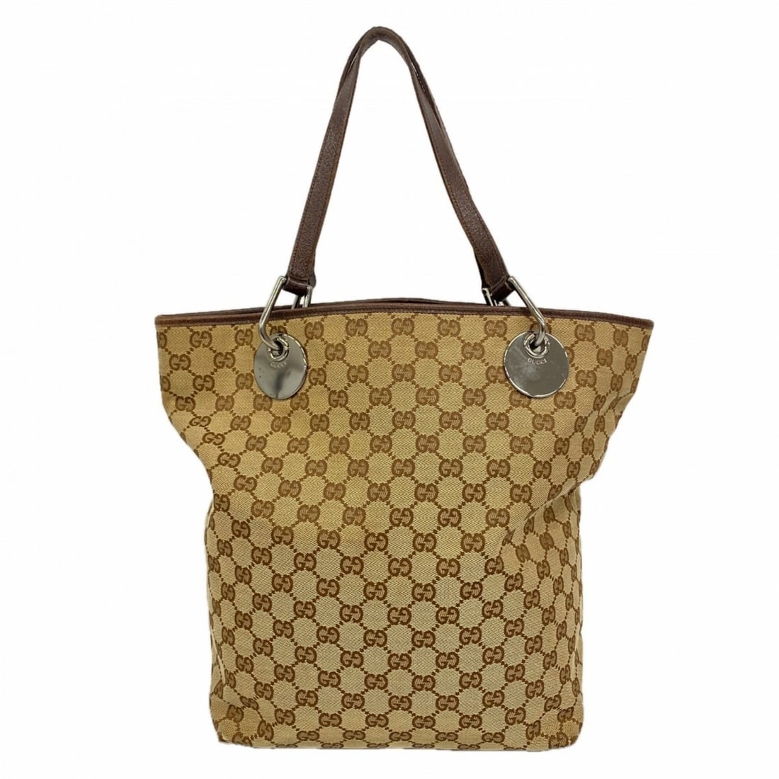 Gucci GG Canvas Tote Bag 120836, Brown Canvas, Women's: --- Catalog ---Category: SizeSize (HxWxD): 31cm x 24.5cm x 12.5cm / 12.2'' x 9.64'' x 4.92''Category: DesignType: Tote bagColor: BrownGender: WomenMaterial: Canvas Hardware Color: SilverCategory: Gene