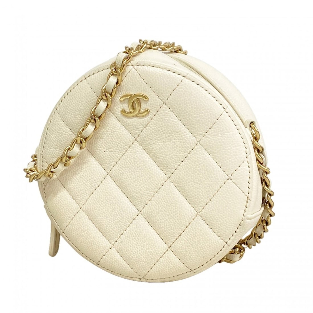 Chanel Matelassé Chain Shoulder Bag, Caviar Leather, White, Women's: --- Catalog ---Category: SizeSize (HxWxD): 12cm x 12cm x 5.5cm / 4.72'' x 4.72'' x 2.16''Category: DesignType: Shoulder bagColor: WhiteGender: WomenMaterial: Grained Calfskin Hardware Color: GoldCateg
