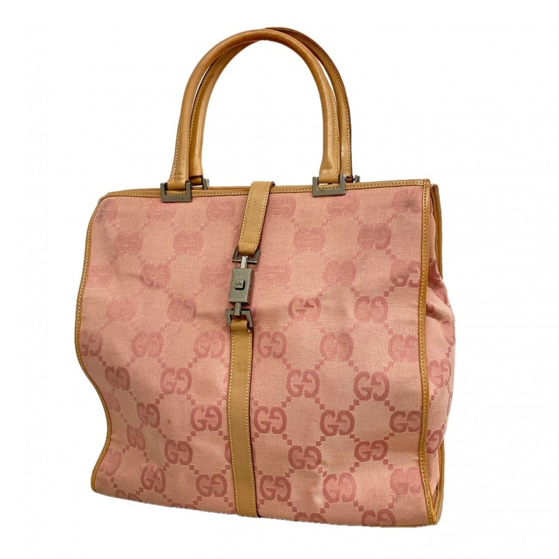 Gucci GG Canvas Jumbo Handbag 002 1064 Pink Beige Women's (1 of 12)
