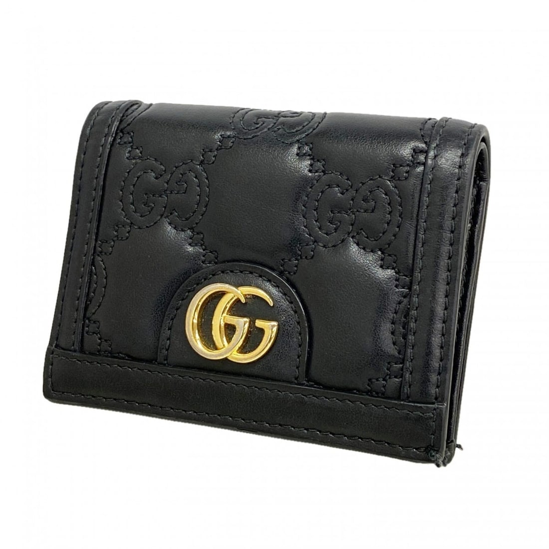 Gucci GG Matelassé Wallet 723786 Leather Black Women's: --- Catalog ---Category: SizeSize (HxWxD): 8.5cm x 11cm x 3cm / 3.34'' x 4.33'' x 1.18''Category: DesignType: Wallet (bi-fold)Color: BlackGender: WomenMaterial: Leather Category: GeneralMPN: 723786Bra