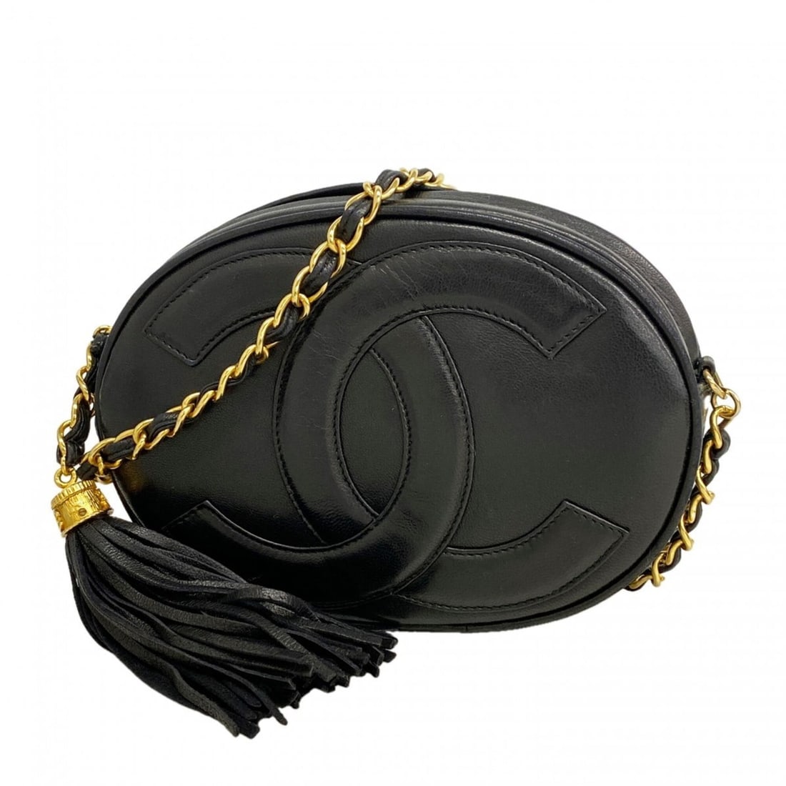 Chanel Shoulder Bag with Chain Strap, Lambskin, Black, Women's: --- Catalog ---Category: SizeSize (HxWxD): 12.5cm x 18cm x 4cm / 4.92'' x 7.08'' x 1.57''Category: DesignType: Shoulder bagColor: BlackGender: WomenMaterial: Leather Hardware Color: GoldLeather/Fur Ty