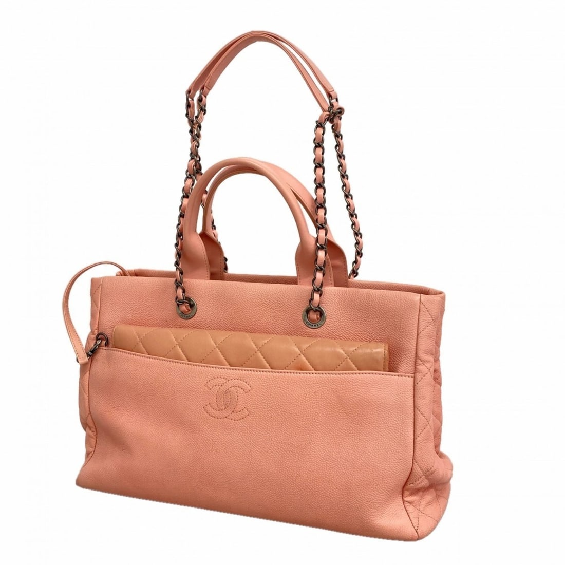Chanel Tote Bag/Chain Tote, Caviar Leather, Pink, 2-Way Bag for Women: --- Catalog ---Category: SizeSize (HxWxD): 25.5cm x 33.5cm x 14cm / 10.03'' x 13.18'' x 5.51''Category: DesignType: Tote bagColor: PinkGender: WomenMaterial: Grained Calfskin Hardware Color: SilverCat