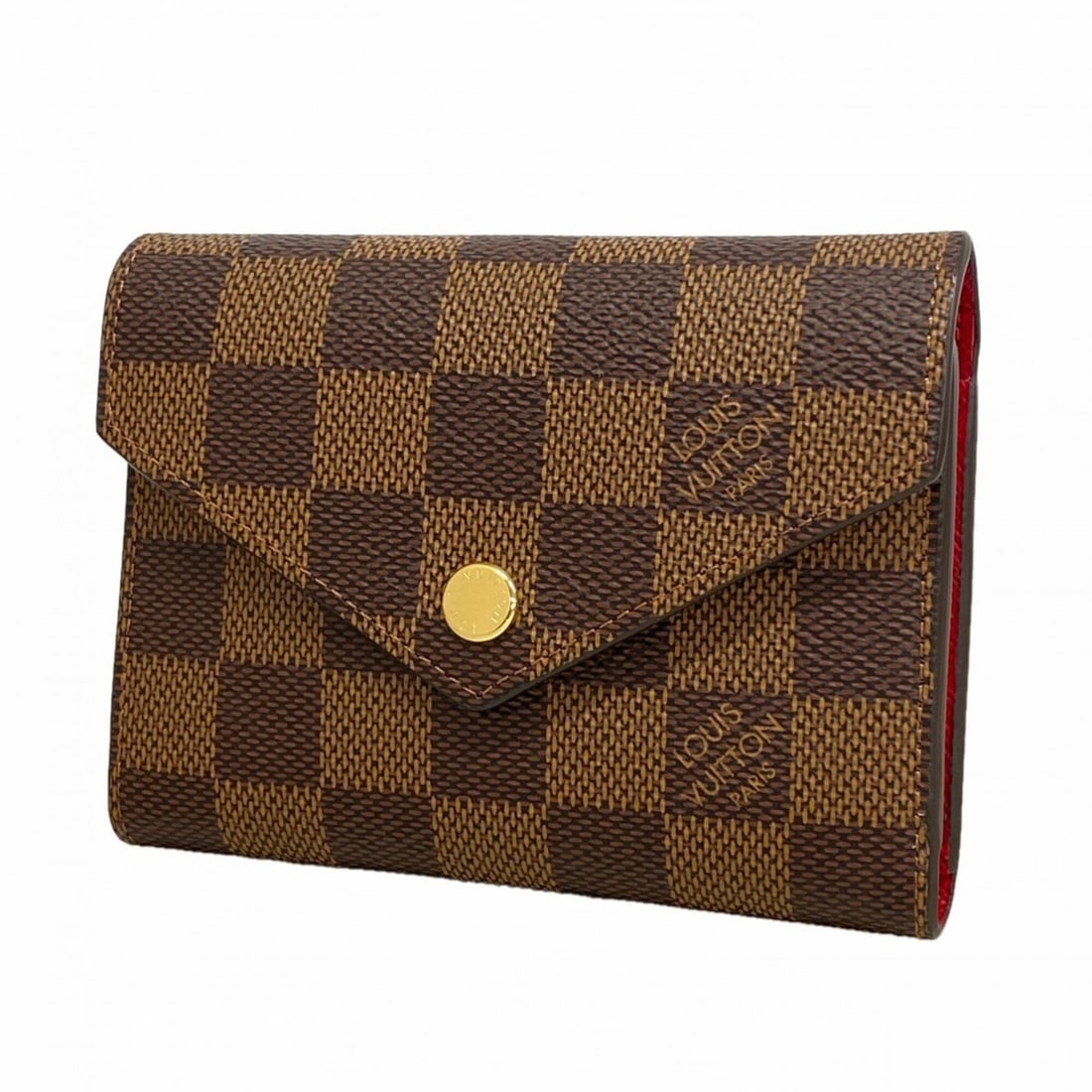 Louis Vuitton Tri-fold Wallet Damier Portefeuille Victorine N41659 Red Ebene Women's (1 of 5)