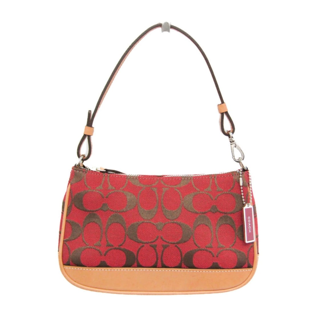 Coach Signature Accessory Pouch 6094 Women's Canvas,Leather Handbag Light Beige,Red Color: --- Catalog ---Category: SizeSize (HxWxD): 12.5cm x 21cm x 6cm / 4.92'' x 8.26'' x 2.36''Handle Length: 38.5cm / 15.15''Category: DesignType: HandbagColor: Light beige, Red colorGender: WomenClosure: 