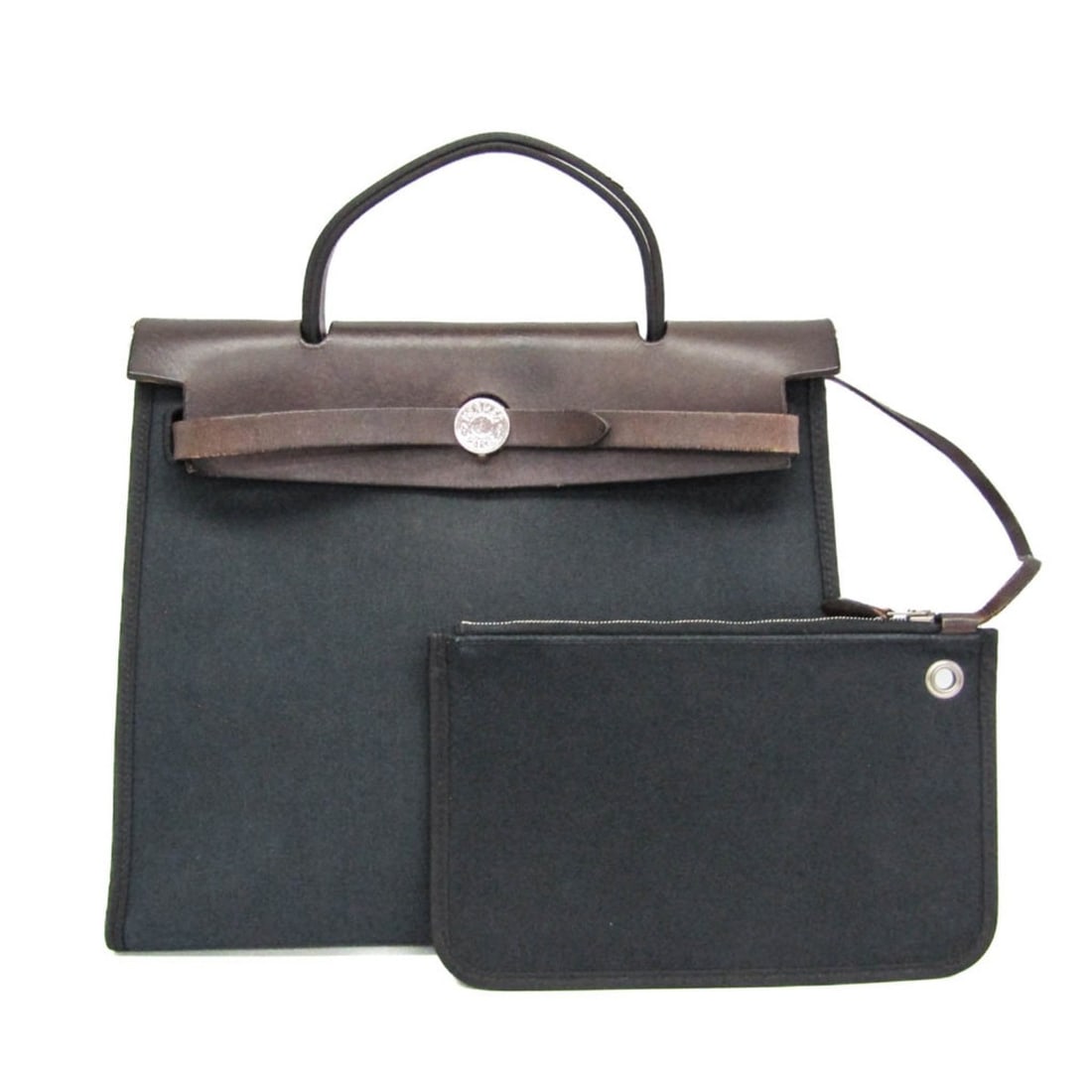 Hermes Her Bag Zip PM Men,Women Toile Officier,Leather Handbag,Shoulder Bag Black,Dark Brown (1 of 19)