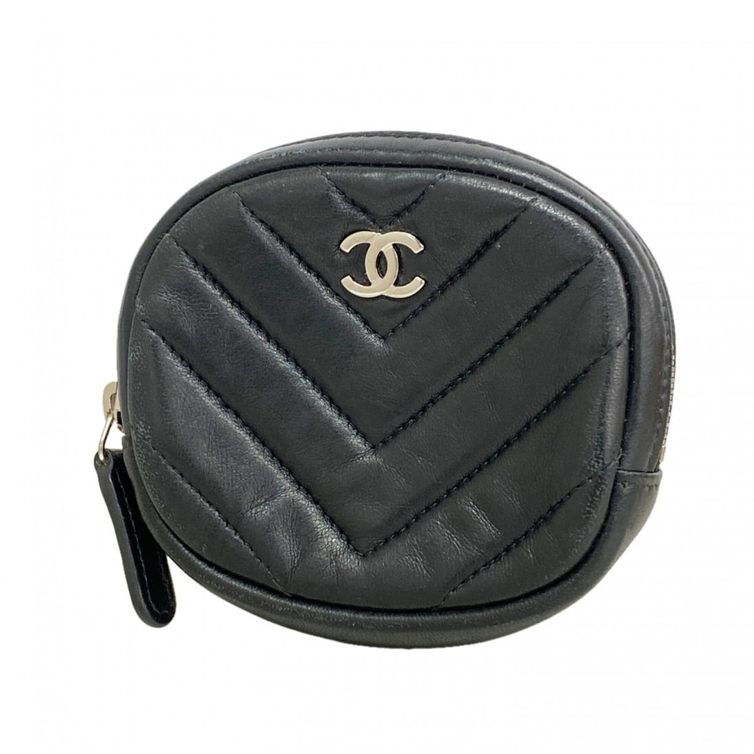 Chanel Wallet/Coin Case, V-Stitch, Lambskin, Black, Women's: --- Catalog ---Category: SizeSize (HxWxD): 8cm x 9cm x 2.5cm / 3.14'' x 3.54'' x 0.98''Category: DesignType: Coin purse/coin caseColor: BlackGender: WomenMaterial: Leather Leather/Fur Type: LambskinCa
