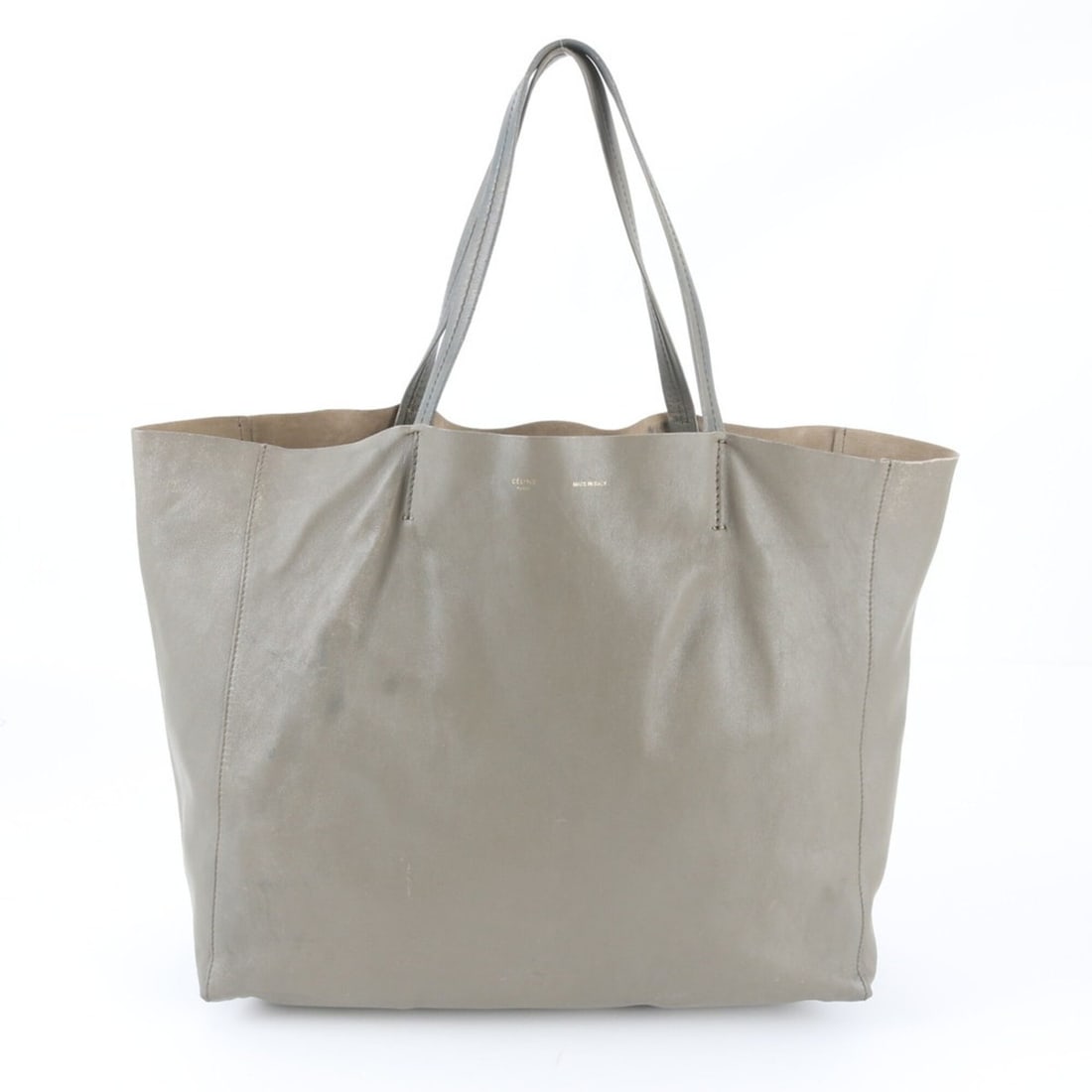 Celine Horizontal Cabas Leather Tote Handbag, Shoulder Bag, Gray, Women's: --- Catalog ---Category: SizeSize (HxWxD): 30cm x 38cm x 18cm / 11.81'' x 14.96'' x 7.08''Handle Length: 48cm / 18.89''Category: DesignType: HandbagColor: GrayishGender: WomenMaterial: Leather Categor