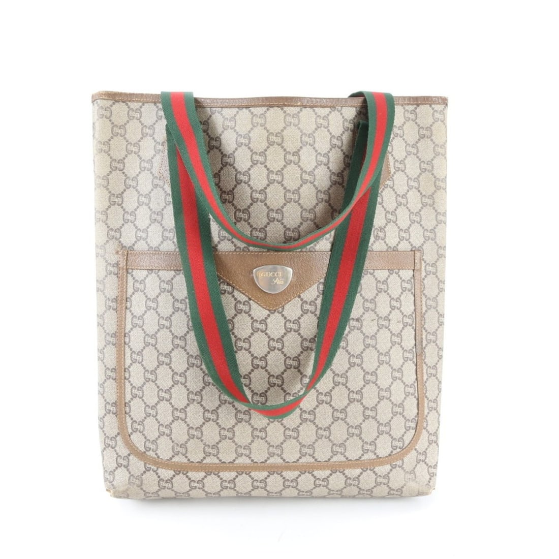 Gucci Sherry Line GG Plus Leather Tote Handbag Shoulder Bag for Men: --- Catalog ---Category: SizeSize (HxWxD): 37cm x 30cm x 8cm / 14.56'' x 11.81'' x 3.14''Handle Length: 60cm / 23.62''Category: DesignType: HandbagColor: BeigeGender: MenMaterial: GG plus Category: Ge