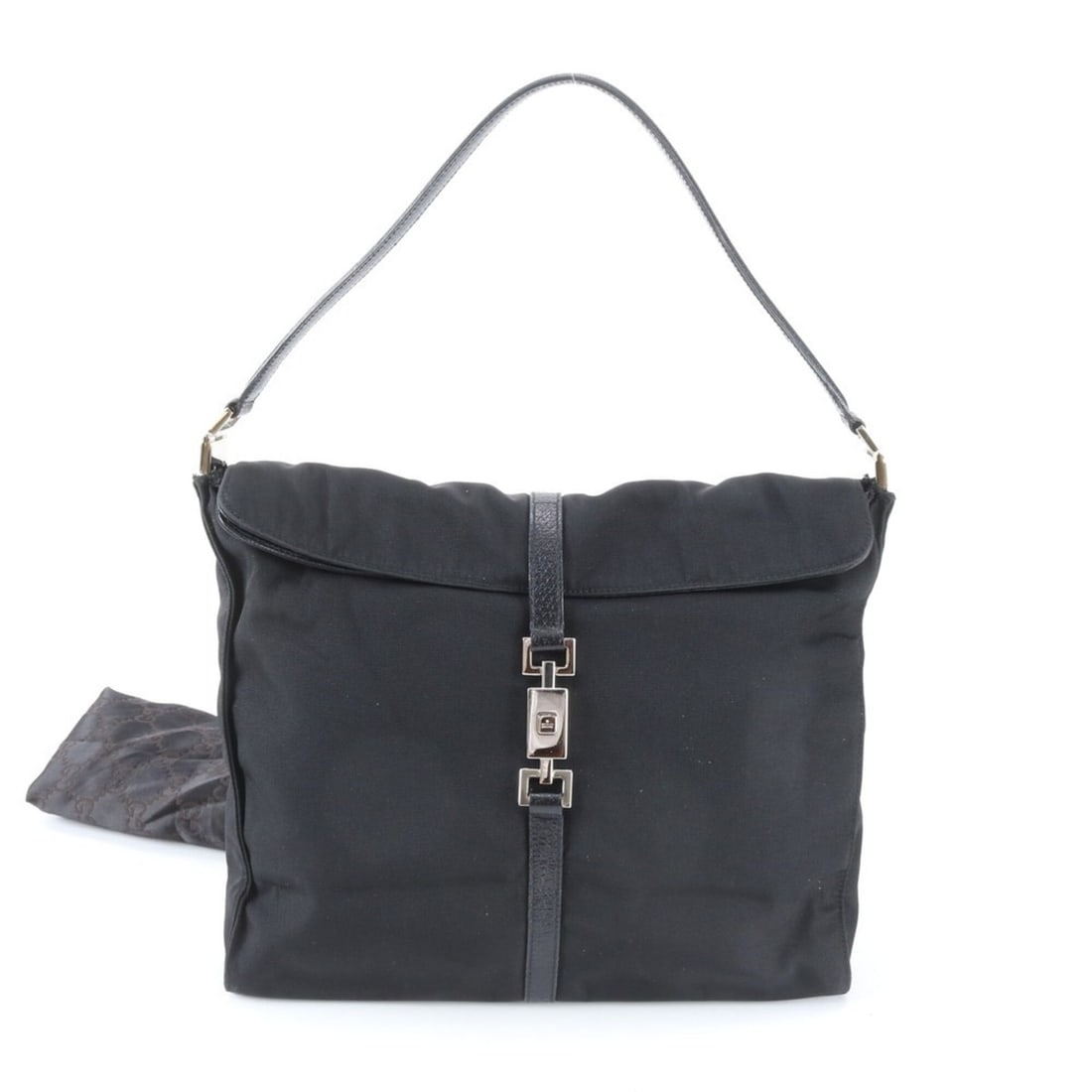 Gucci Jackie 001 3355 Leather Nylon Shoulder Bag, Handbag, Black, Women's: --- Catalog ---Category: SizeSize (HxWxD): 25cm x 31cm x 8cm / 9.84'' x 12.2'' x 3.14''Strap Length: 48cm / 18.89''Category: DesignType: Handbag, Shoulder bagColor: BlackGender: WomenMaterial: Leather