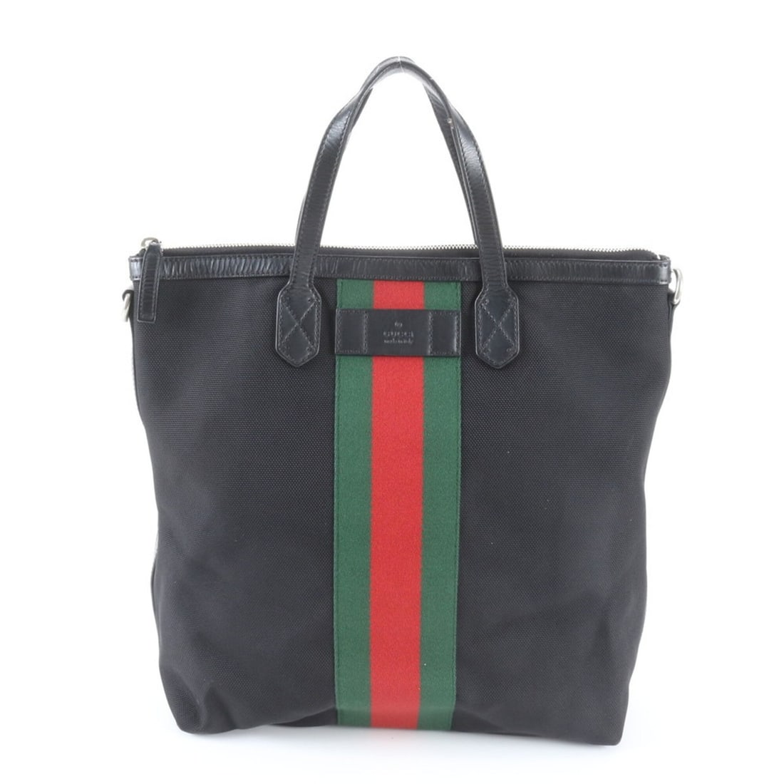 Gucci Sherry Line 619751 Leather Canvas Tote Handbag Shoulder Bag Black Men's: --- Catalog ---Category: SizeSize (HxWxD): 33cm x 31cm x 15cm / 12.99'' x 12.2'' x 5.9''Handle Length: 33cm / 12.99''Category: DesignType: HandbagColor: BlackGender: MenMaterial: Leather , Canvas Cate
