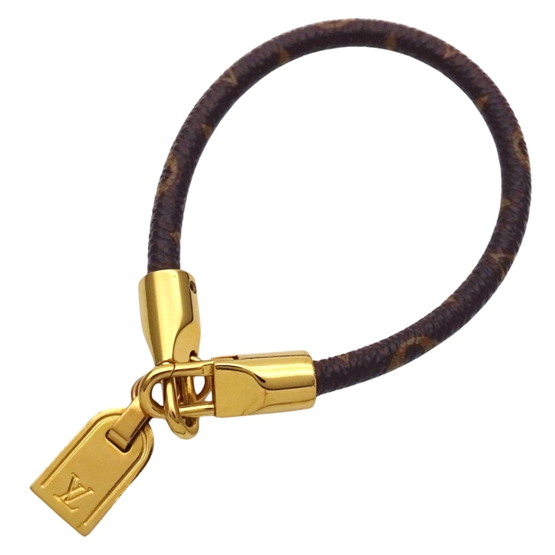 Louis Vuitton LOUIS VUITTON Monogram Bracelet for Women, Brand Metal Lockit, Brown Gold M6605E: --- Catalog ---Category: SizeLength: 17cm / 6.69''Category: DesignType: Charm braceletColor: Brown, GoldGender: WomenMaterial: Canvas, Metal, MonogramCategory: GeneralMPN: M6605EBrand: Louis Vuitton--