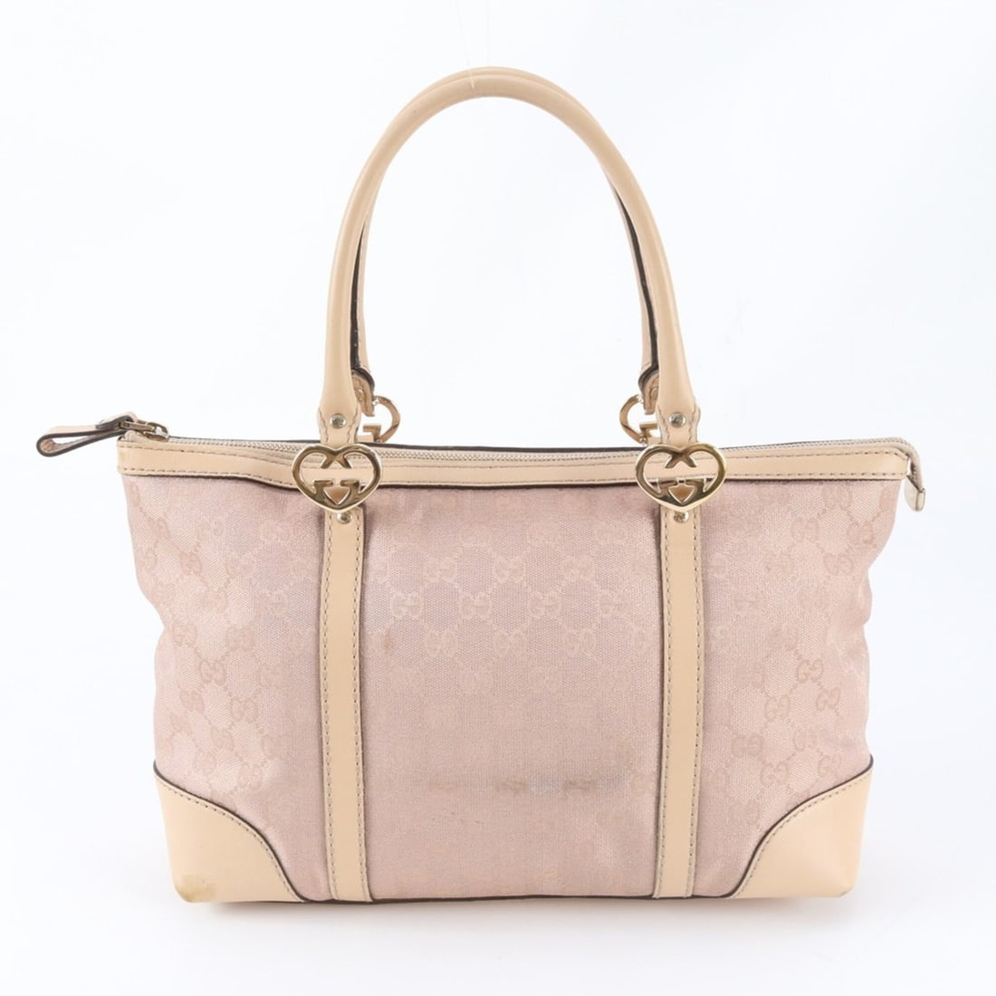 Gucci GG Canvas Lovely 257069 Leather Tote Handbag Shoulder Bag Pink Women's (1 of 9)
