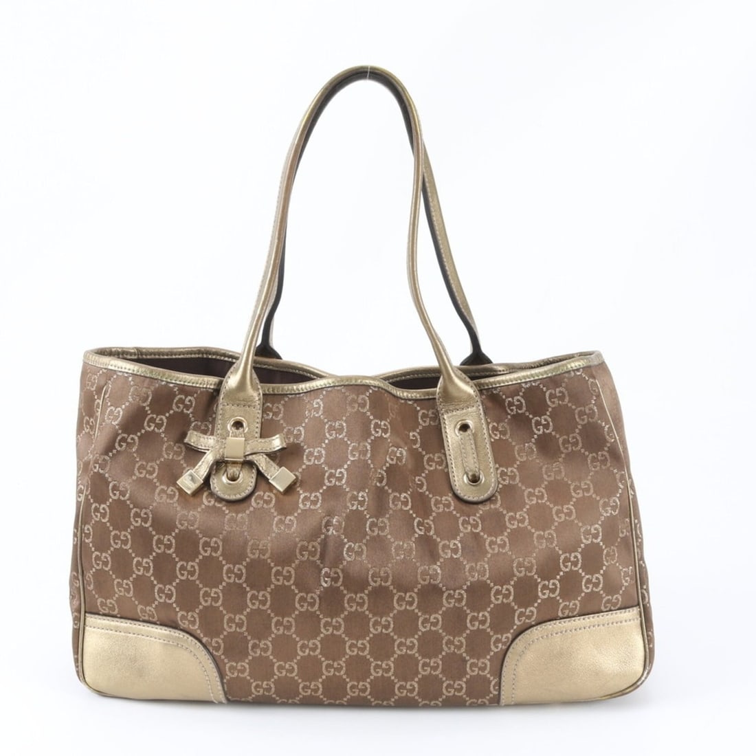 Gucci GG Canvas Princy 163805 Leather Tote Handbag Shoulder Bag for Women: --- Catalog ---Category: SizeSize (HxWxD): 22cm x 36cm x 10cm / 8.66'' x 14.17'' x 3.93''Category: DesignType: Handbag, Shoulder bag, Tote bagColor: GoldGender: WomenMaterial: Leather , Canvas Categor