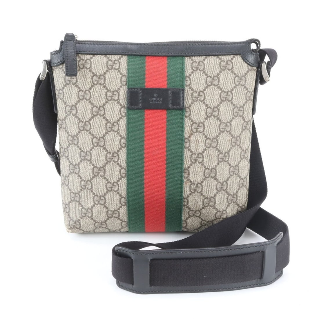 Gucci GG Supreme Sherry Line 471454 Leather Shoulder Bag Messenger for Men: --- Catalog ---Category: SizeSize (HxWxD): 22cm x 20cm x 4cm / 8.66'' x 7.87'' x 1.57''Category: DesignType: Messenger bag, Shoulder bagColor: Beige, BlackGender: MenMaterial: Leather , Coated canvas 