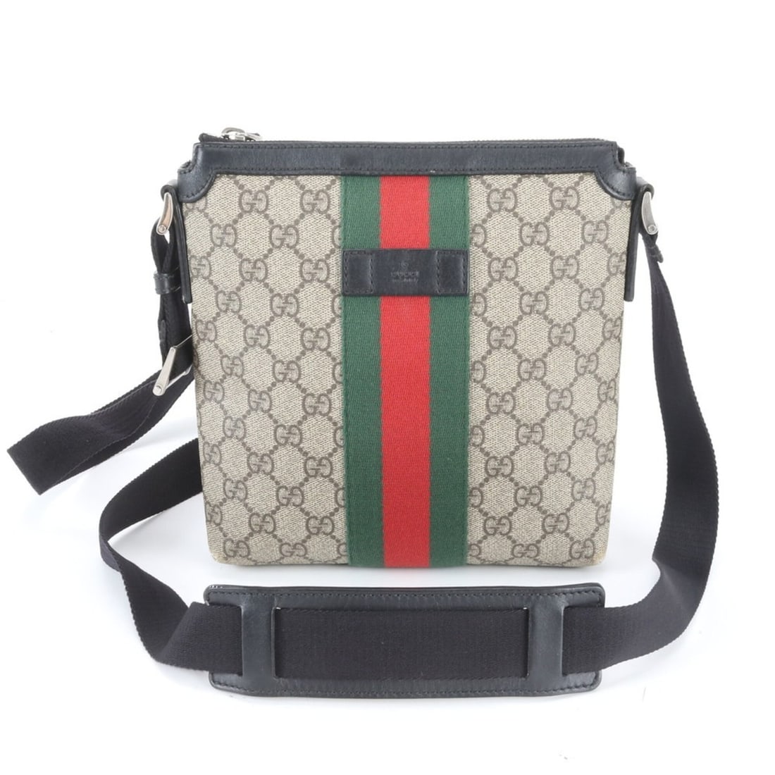 Gucci GG Supreme Sherry Line 471454 Leather Shoulder Bag Messenger for Men: --- Catalog ---Category: SizeSize (HxWxD): 22cm x 20cm x 5cm / 8.66'' x 7.87'' x 1.96''Category: DesignType: Messenger bag, Shoulder bagColor: Beige, Black, Red colorGender: MenMaterial: Leather , Coa