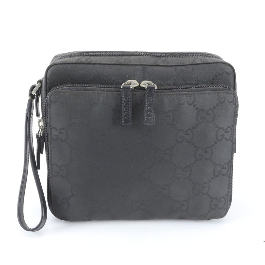Gucci GG Nylon 018 1603 Leather Second Bag Clutch Handbag Pouch Black Men's (1 of 9)