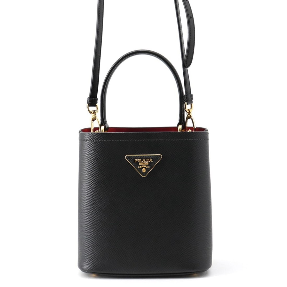 Prada handbag, Saffiano Panier leather, small, 1BA217, PRADA 2-way shoulder bag, black, women's, (1 of 16)