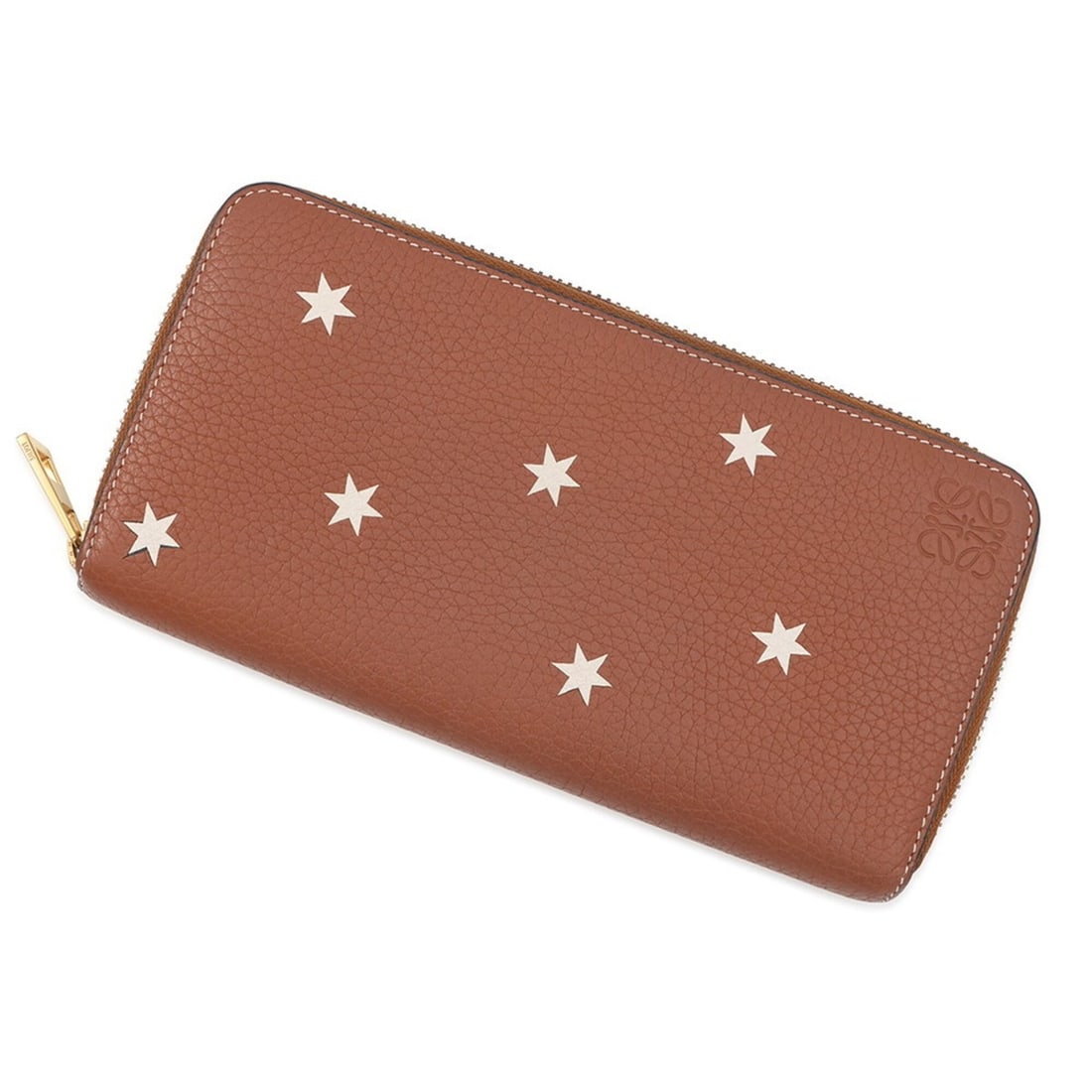 Loewe Long Wallet, Star Motif, Leather, 199N41CF13, LOEWE WALLET: --- Catalog ---Category: SizeSize (HxWxD): 10cm x 19cm / 3.93'' x 7.48''Category: DesignType: Long wallet (bi-fold)Color: BrownGender: Women,MenMaterial: Leather Category: GeneralMPN: 199N41CF13Brand: