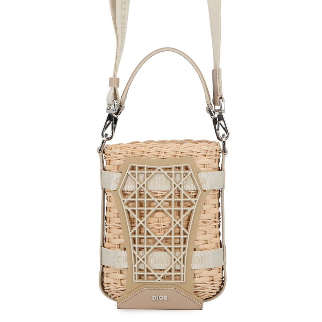 Christian Dior Sahara Basket Bag, Rattan & Rubber, 2ESKH376BAS, 2-way handbag for women.: --- Catalog ---Category: SizeSize (HxWxD): 18.5cm x 14cm x 8cm / 7.28'' x 5.51'' x 3.14''Category: DesignType: Basket, HandbagColor: BeigeGender: WomenMaterial: Rattan , Rubber , Leather Category: Gen