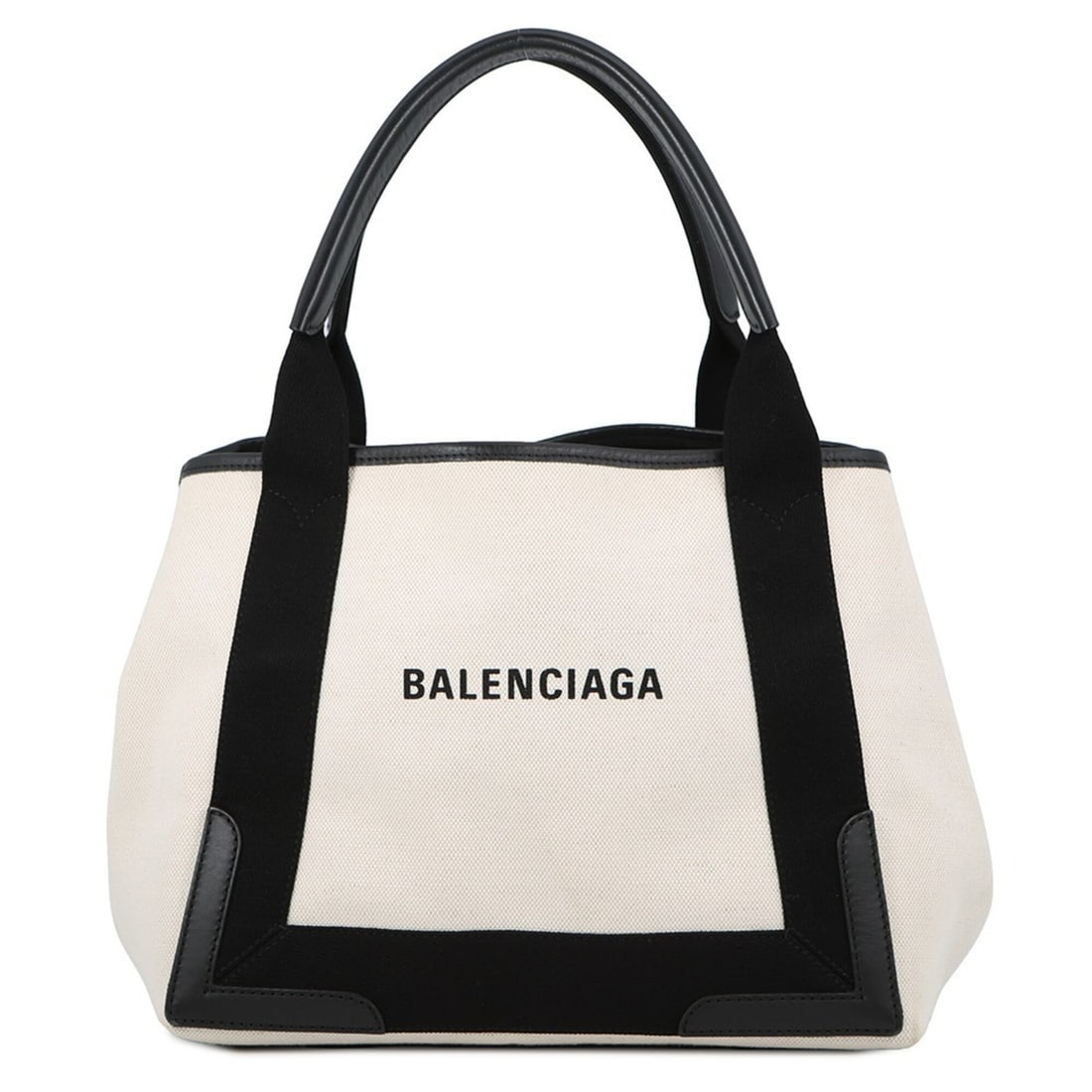 Balenciaga Tote Bag Navy Cabas S 339933 BALENCIAGA Black White Handbag Women's (1 of 16)