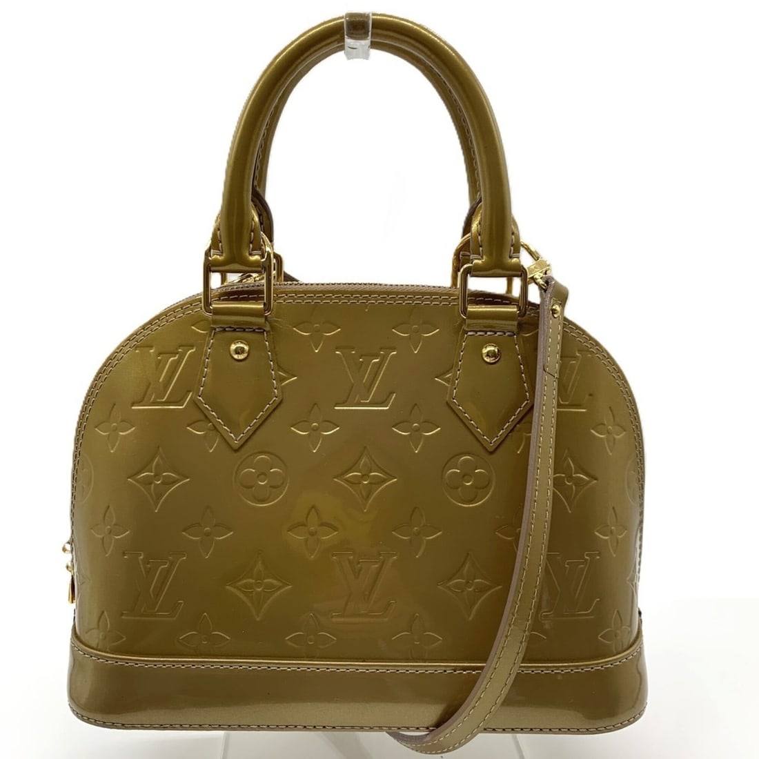 Louis Vuitton Monogram Vernis Alma BB Handbag 2-way Gold M91752 LOUIS VUITTON: --- Catalog ---Category: SizeWeight: 440g / 15.52oz.Size (HxWxD): 17cm x 24cm x 11.5cm / 6.69'' x 9.44'' x 4.52''Strap Length: 112cm / 44.09''Handle Length: 10cm / 3.93''Category: DesignType: HandbagG