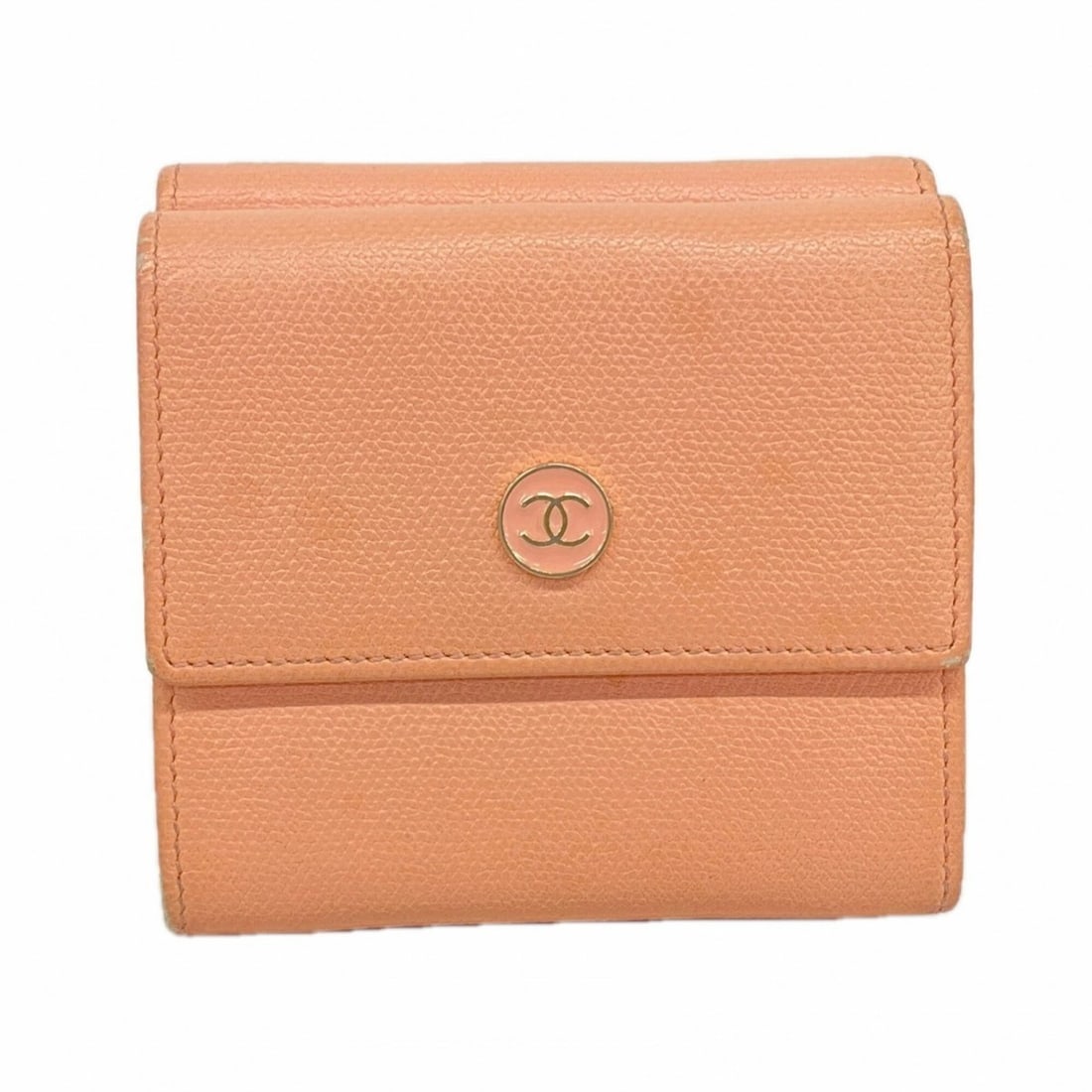 Chanel Tri-fold Long Wallet, Coco Button, Leather, Pink, Women's: --- Catalog ---Category: SizeSize (HxWxD): 10.5cm x 10cm x 3cm / 4.13'' x 3.93'' x 1.18''Category: DesignType: Long wallet (tri-fold)Color: PinkGender: WomenMaterial: Leather Category: GeneralBrand: C