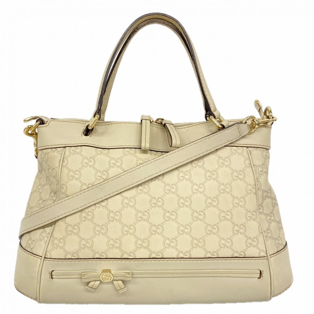 Gucci handbag, Guccissima pattern, 269894, leather, ivory/champagne color, women's. (1 of 14)