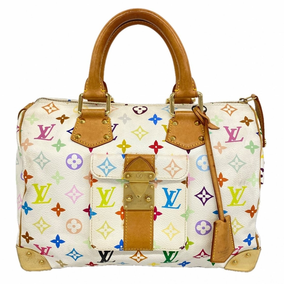 Louis Vuitton Monogram Multicolor Speedy 30 Handbag M92643 Blanc (Women's) (1 of 12)