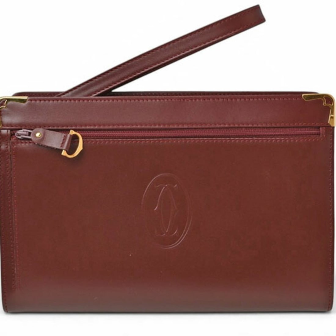 Cartier clutch bag, Must line, men's leather, burgundy. (1 of 16)
