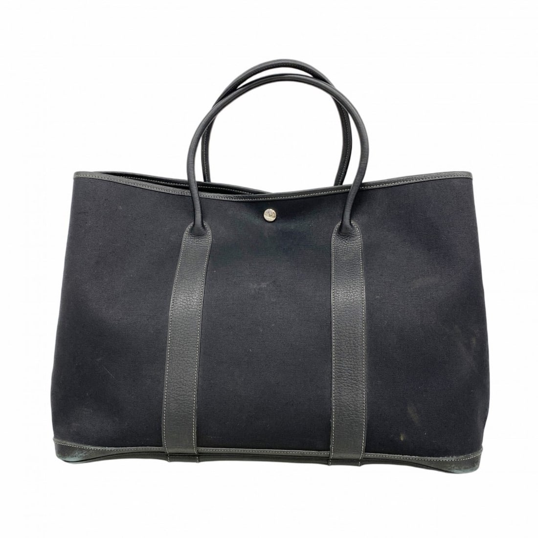 Hermes Garden GM Tote Bag, Toile Officier, Black, ?I stamp, Men's/Women's: --- Catalog ---Category: SizeSize (HxWxD): 31cm x 44cm x 21cm / 12.2'' x 17.32'' x 8.26''Category: DesignType: Tote bagColor: BlackGender: Men,WomenMaterial: Toile officier Hardware Color: SilverCateg